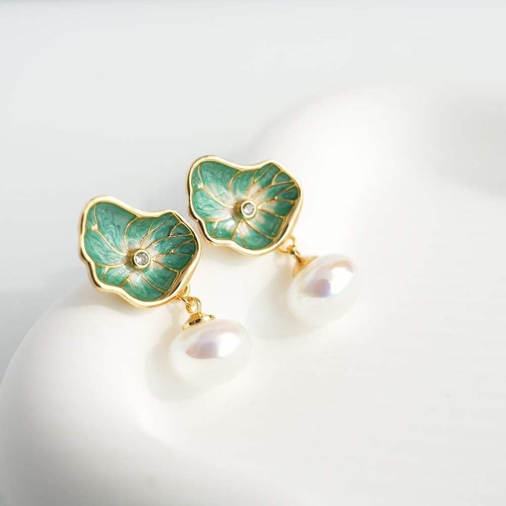 Retro Lotus Leaf Studs